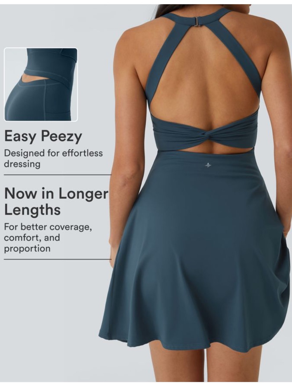 Women’s Scoop Neck Active Dress in Teal - Picture 8 of 16
